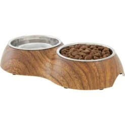 Frisco Double Stainless Steel Bowl, Wood Design 11 Frisco Double Stainless Steel Bowl, Wood Design -Frisco 216068 PT2. AC SS1800 V1591021015
