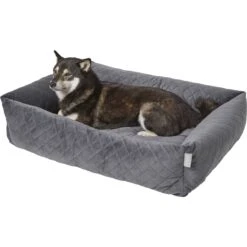 Frisco Velvet Rectangular Bolster Cat & Dog Bed -Frisco 232181 PT2. AC SS1800 V1600351586