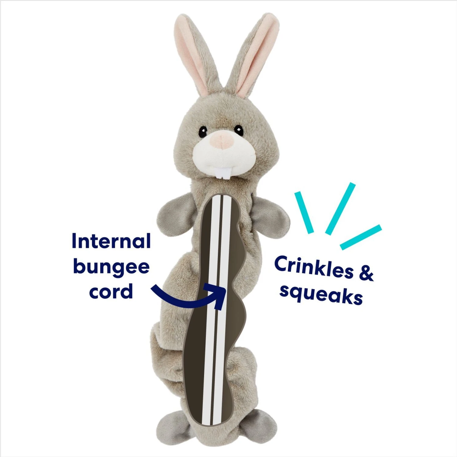 Frisco Bunny Bungee Plush Squeaky Dog Toy 5 Frisco Bunny Bungee Plush Squeaky Dog Toy - Image 3