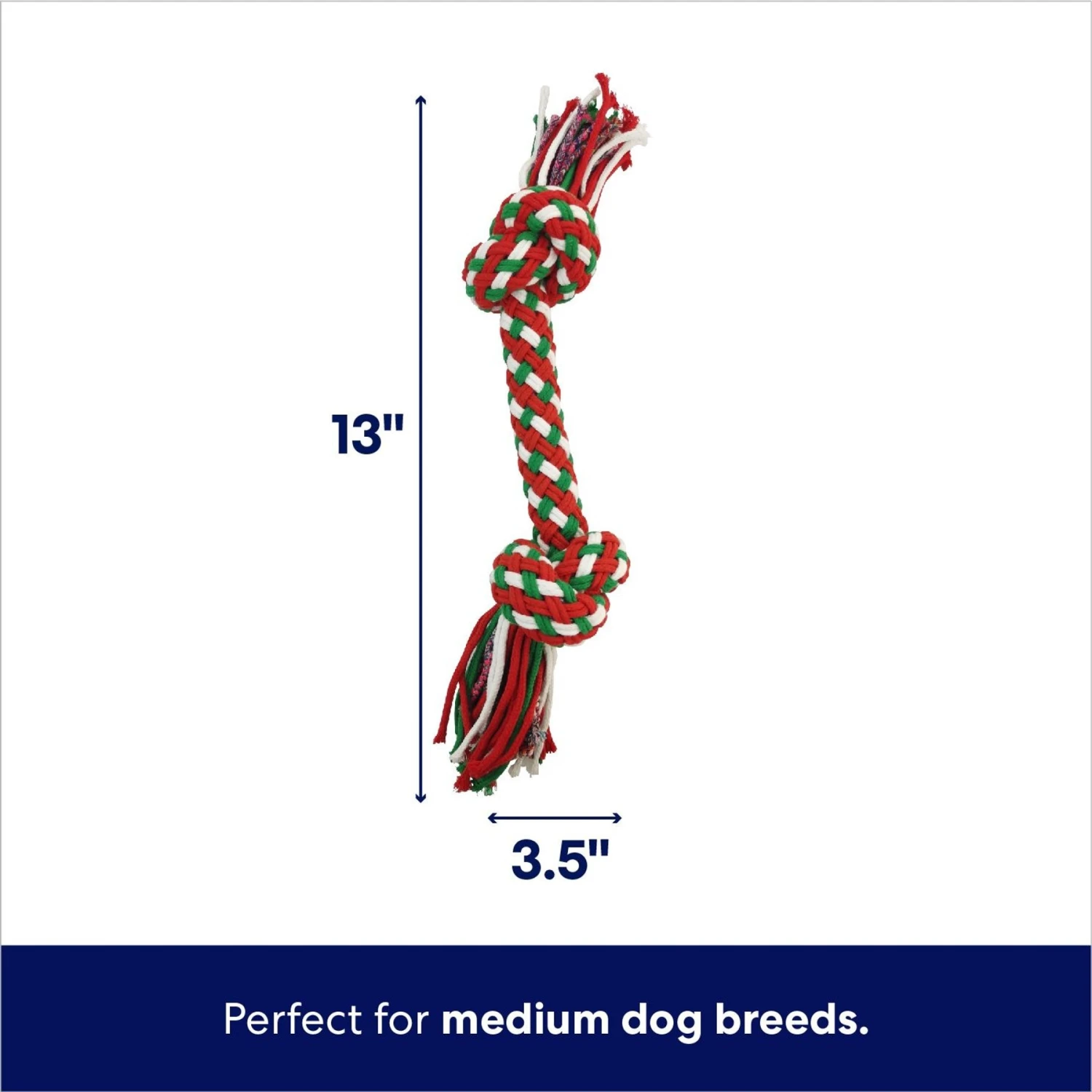Frisco Double Knot Tri-Color Rope Fetch Dog Toy 4 Frisco Double Knot Tri-Color Rope Fetch Dog Toy - Image 2