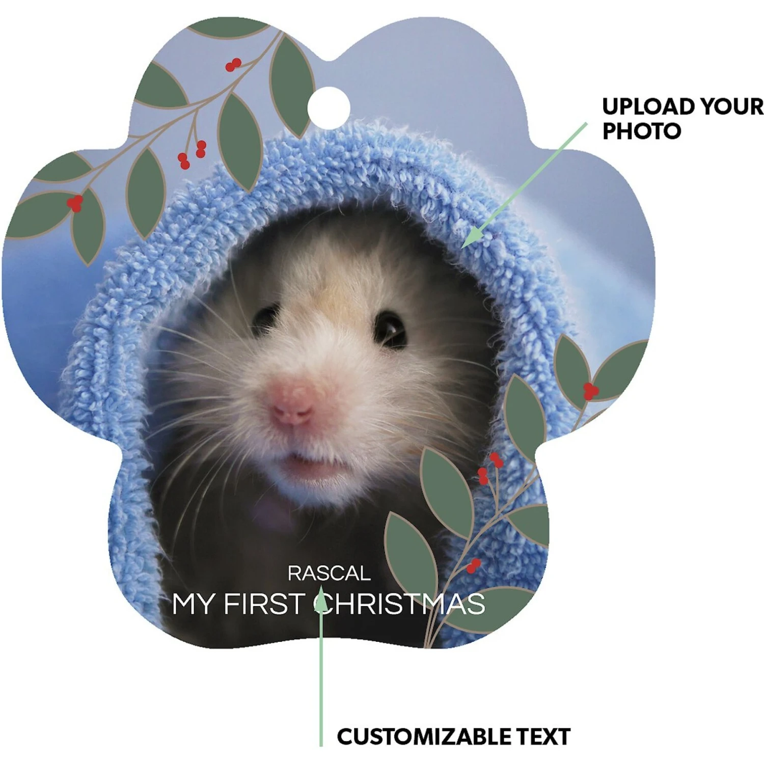 Frisco "My First Christmas" Paw Shape Metal Personalized Dog & Cat Holiday Ornament 3 Frisco "My First Christmas" Paw Shape Metal Personalized Dog & Cat Holiday Ornament - Image 2