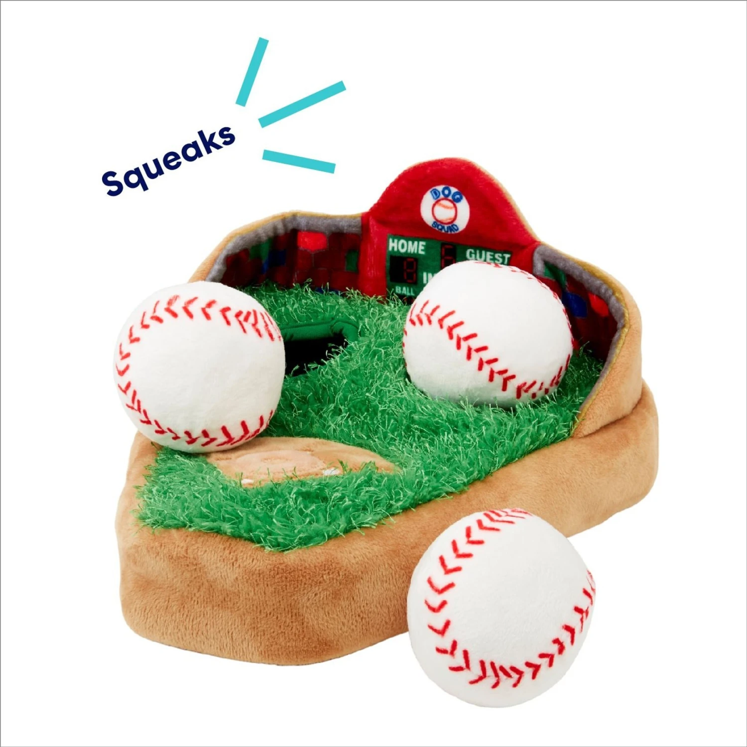 Frisco Baseball Hide & Seek Puzzle Plush Squeaky Dog Toy 6 Frisco Baseball Hide & Seek Puzzle Plush Squeaky Dog Toy - Image 4