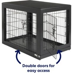 Frisco Double Door Furniture Style Dog Crate, Black -Frisco 253026 PT3. AC SS1800 V1615840384