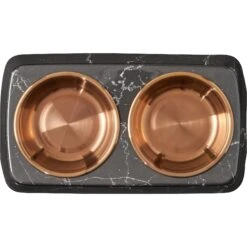 Frisco Copper Stainless Steel Double Dog & Cat Bowls With Black Marble Stand -Frisco 253058 PT4. AC SS1800 V1616595761