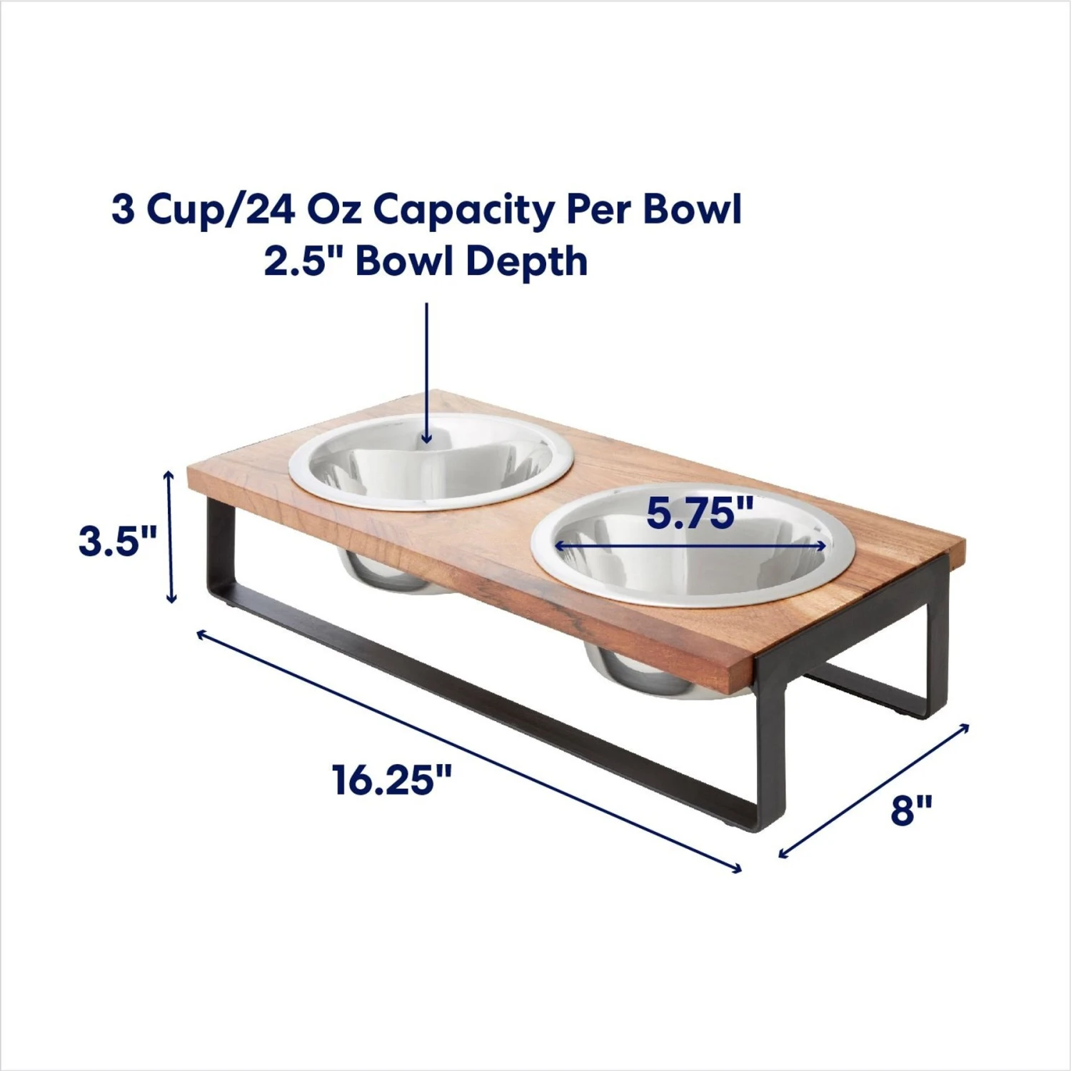 Frisco Wood Elevated Non-Skid Stainless Steel Double Diner Dog & Cat Bowl 4 Frisco Wood Elevated Non-Skid Stainless Steel Double Diner Dog & Cat Bowl - Image 2
