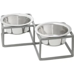 Frisco Elevated Diamond Stainless Steel Double Diner Dog & Cat Bowl 11 Frisco Elevated Diamond Stainless Steel Double Diner Dog & Cat Bowl -Frisco 257147 PT2. AC SS1800 V1612365678