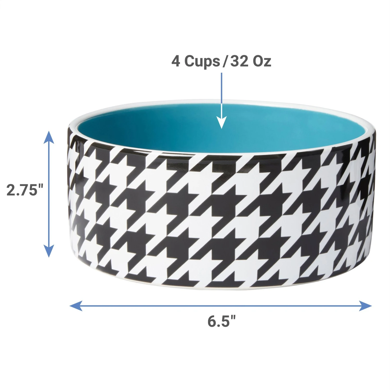 Frisco Houndstooth Non-skid Ceramic Dog Bowl 4 Frisco Houndstooth Non-skid Ceramic Dog Bowl - Image 2