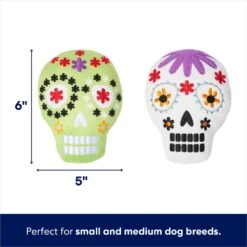 Frisco Halloween Day Of The Dead Sugar Skull Plush Squeaky Dog Toy, 2 Count -Frisco 270443 PT1. AC SS1800 V1689877622