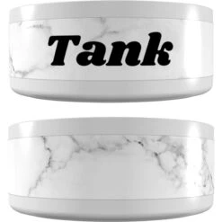 Frisco Personalized White Marble Small Dog & Cat Bowl