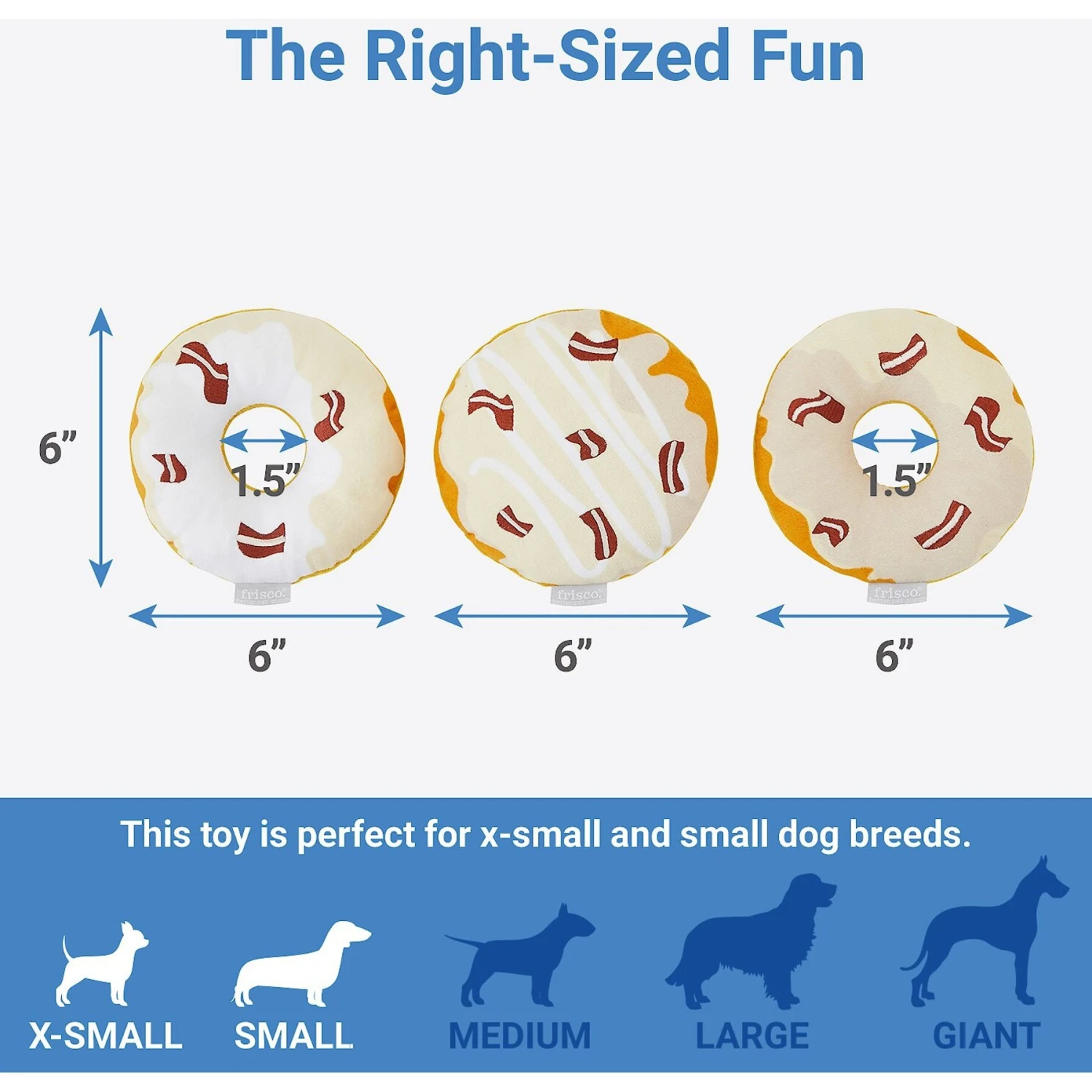 Frisco Fall Maple Bacon Donuts Plush Squeaky Dog Toy, 3 Count 5 Frisco Fall Maple Bacon Donuts Plush Squeaky Dog Toy, 3 Count - Image 3