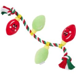 New Release 17 Frisco Holiday Lights Plush With Rope Squeaky Dog Toy