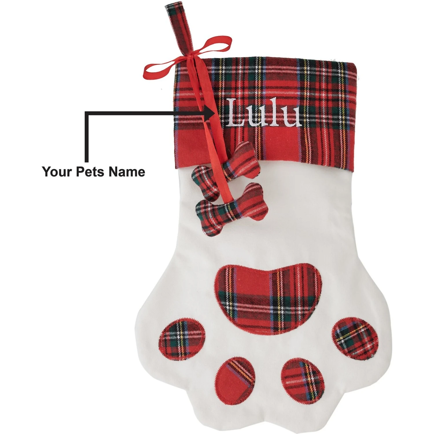 Frisco Paw Personalized Plaid Dog & Cat Stocking 5 Frisco Paw Personalized Plaid Dog & Cat Stocking - Image 3