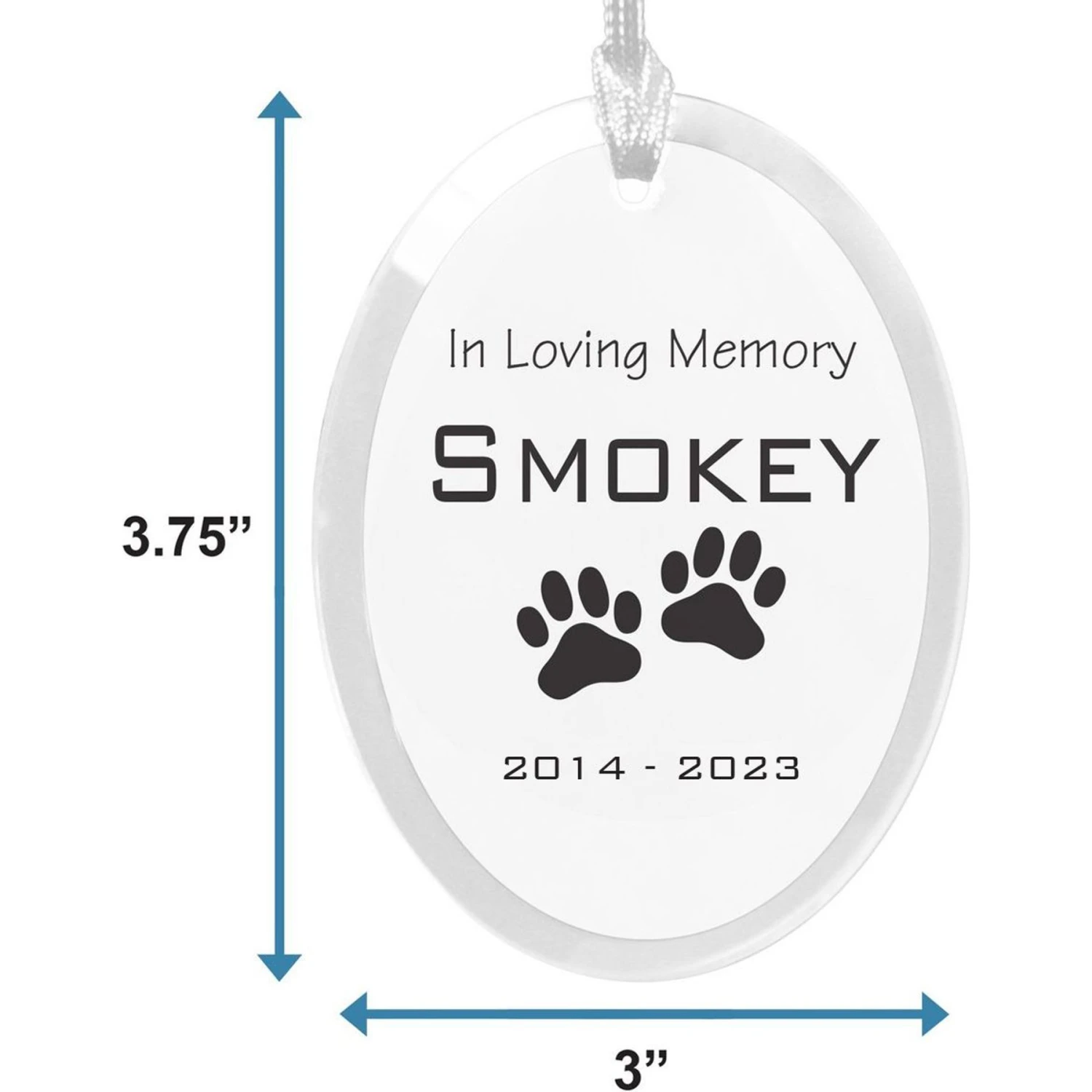 Frisco "In Loving Memory" Paw Glass Personalized Ornament 4 Frisco "In Loving Memory" Paw Glass Personalized Ornament - Image 2