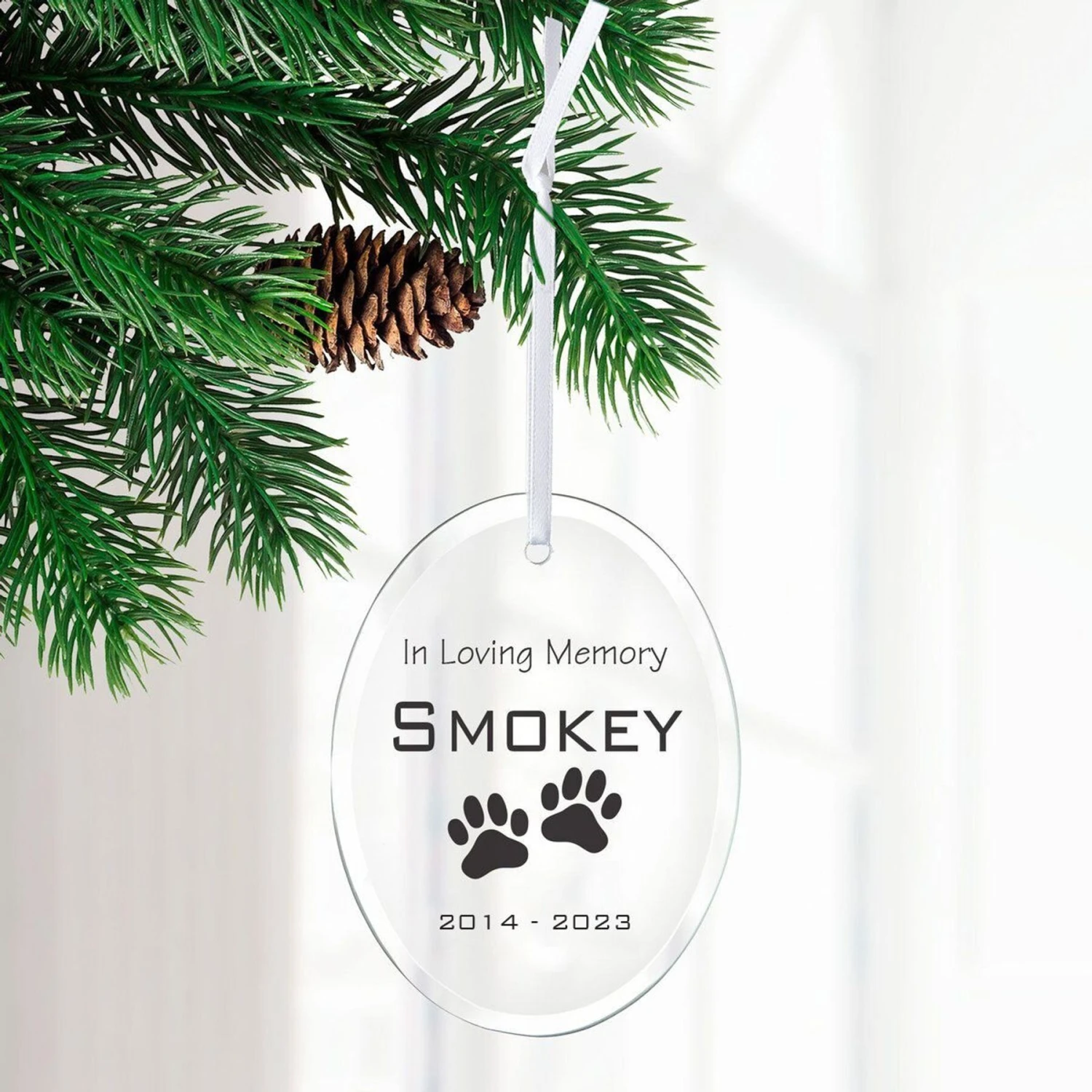 Frisco "In Loving Memory" Paw Glass Personalized Ornament 5 Frisco "In Loving Memory" Paw Glass Personalized Ornament - Image 3