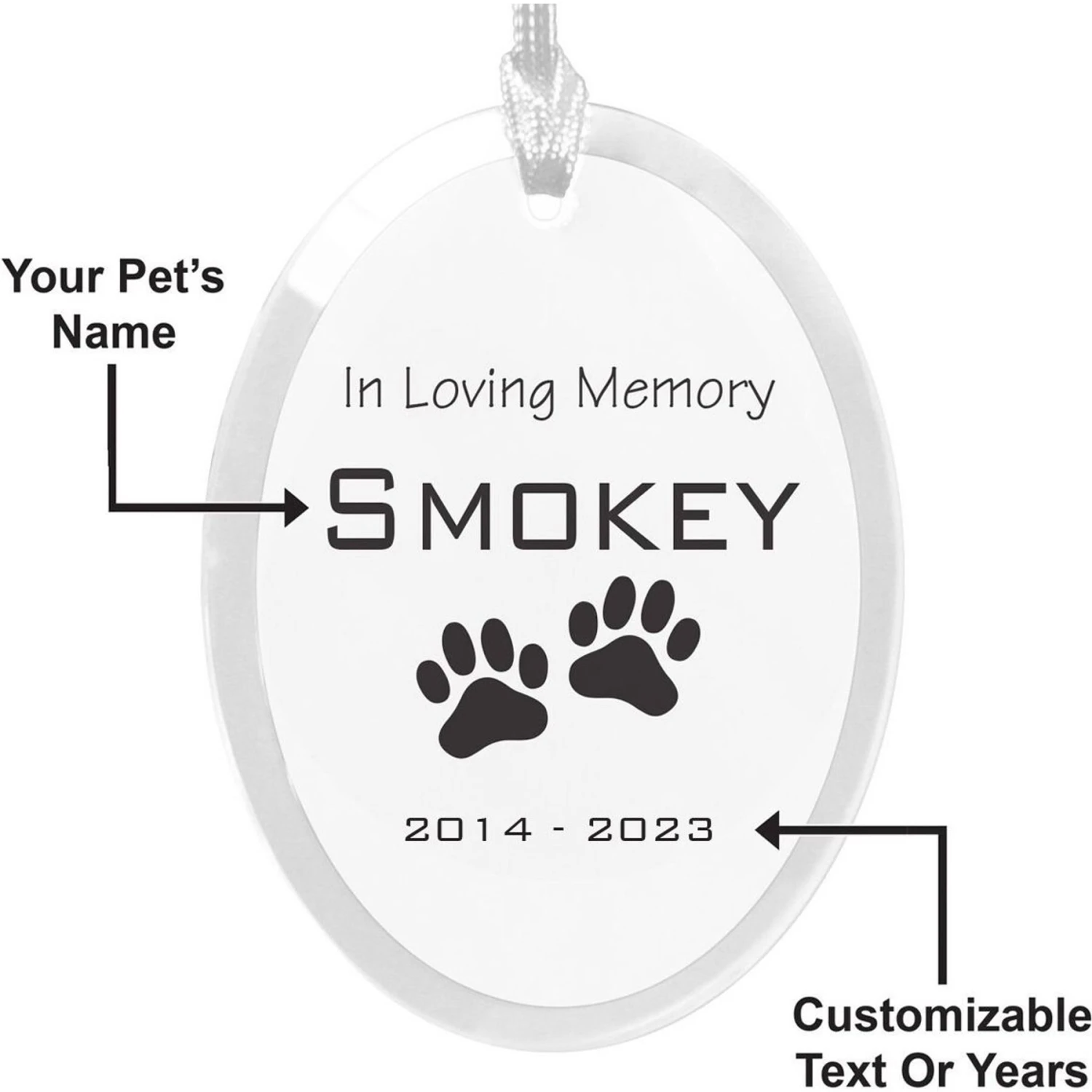 Frisco "In Loving Memory" Paw Glass Personalized Ornament 7 Frisco "In Loving Memory" Paw Glass Personalized Ornament - Image 5