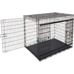 Frisco Heavy Duty Enhanced Lock Sliding Double Door Fold & Carry Wire Dog Crate & Mat Kit, 54 Inch -Frisco 297463 PT6. AC SS1800 V1633115115