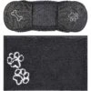 Frisco Microfiber Chenille Shammy Towel & Frisco Microfiber Chenille Paw Print Dog & Cat Mat, Dark Gray -Frisco 303468 MAIN. AC SS1800 V1623060752