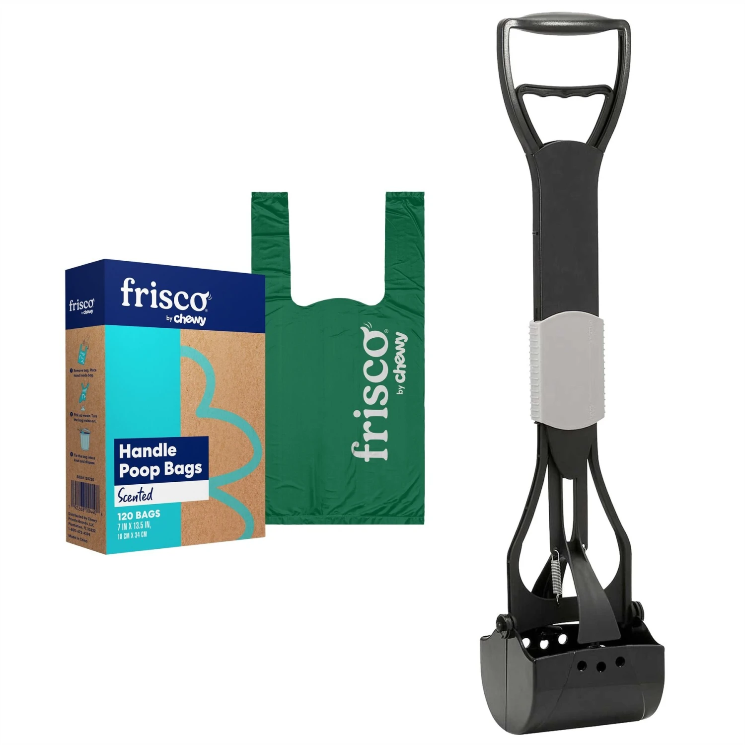Frisco Spring Action Foldable Dog Pooper Scooper & Frisco Handle Dog Poop Bag 3 Frisco Spring Action Foldable Dog Pooper Scooper & Frisco Handle Dog Poop Bag