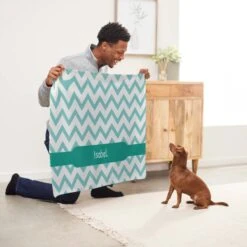 Frisco Personalized Subtle Chevron Soft Fleece Cat & Dog Blanket, 30" X 40" -Frisco 304003 PT5. AC SS1800 V1637610297