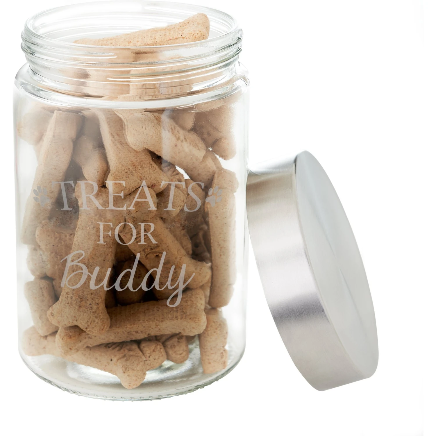 Frisco Paw Print Glass Personalized Treat Jar With Lid, 5 Cup, 40oz 6 Frisco Paw Print Glass Personalized Treat Jar With Lid, 5 Cup, 40oz - Image 4