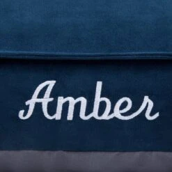 Frisco Personalized Navy Bolstered Bed With Navy Check Bolster, X-Large -Frisco 311768 PT3. AC SS1800 V1630593987