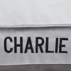 Frisco Personalized Silver Bolstered Bed With Silver Check Bolster -Frisco 311770 PT4. AC SS1800 V1630594018