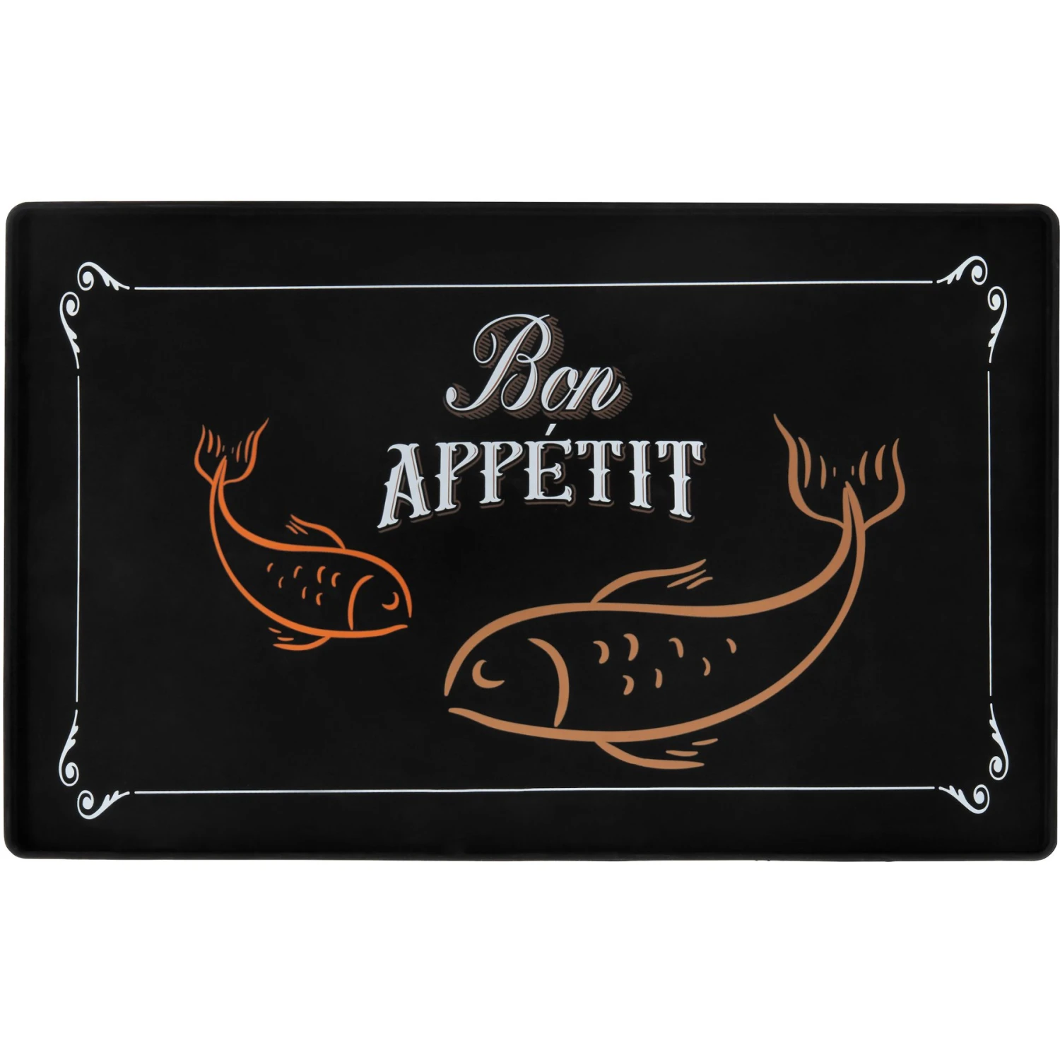 Frisco Silicone Fish Print Dog & Cat Food Mat, Black 3 Frisco Silicone Fish Print Dog & Cat Food Mat, Black