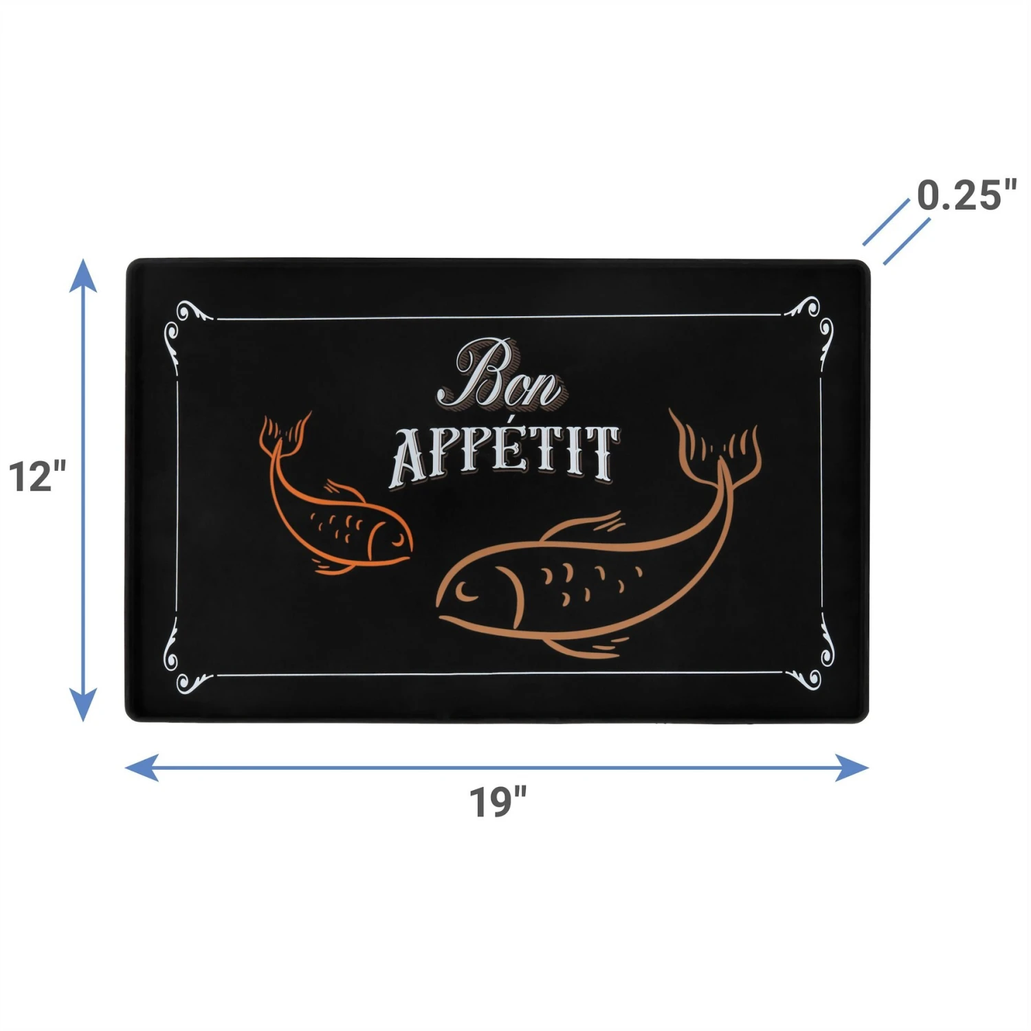 Frisco Silicone Fish Print Dog & Cat Food Mat, Black 4 Frisco Silicone Fish Print Dog & Cat Food Mat, Black - Image 2