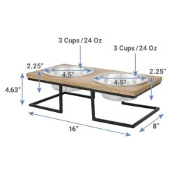Frisco Premium Wood Elevated Stainless Steel Double Diner Dog & Cat Bowl -Frisco 331490 PT1. AC SS1800 V1661891787