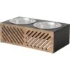 Frisco Premium Wood Elevated Stainless Steel Double Diner Dog & Cat Bowl, Black, 3 Cup -Frisco 331509 MAIN. AC SS1800 V1657656894