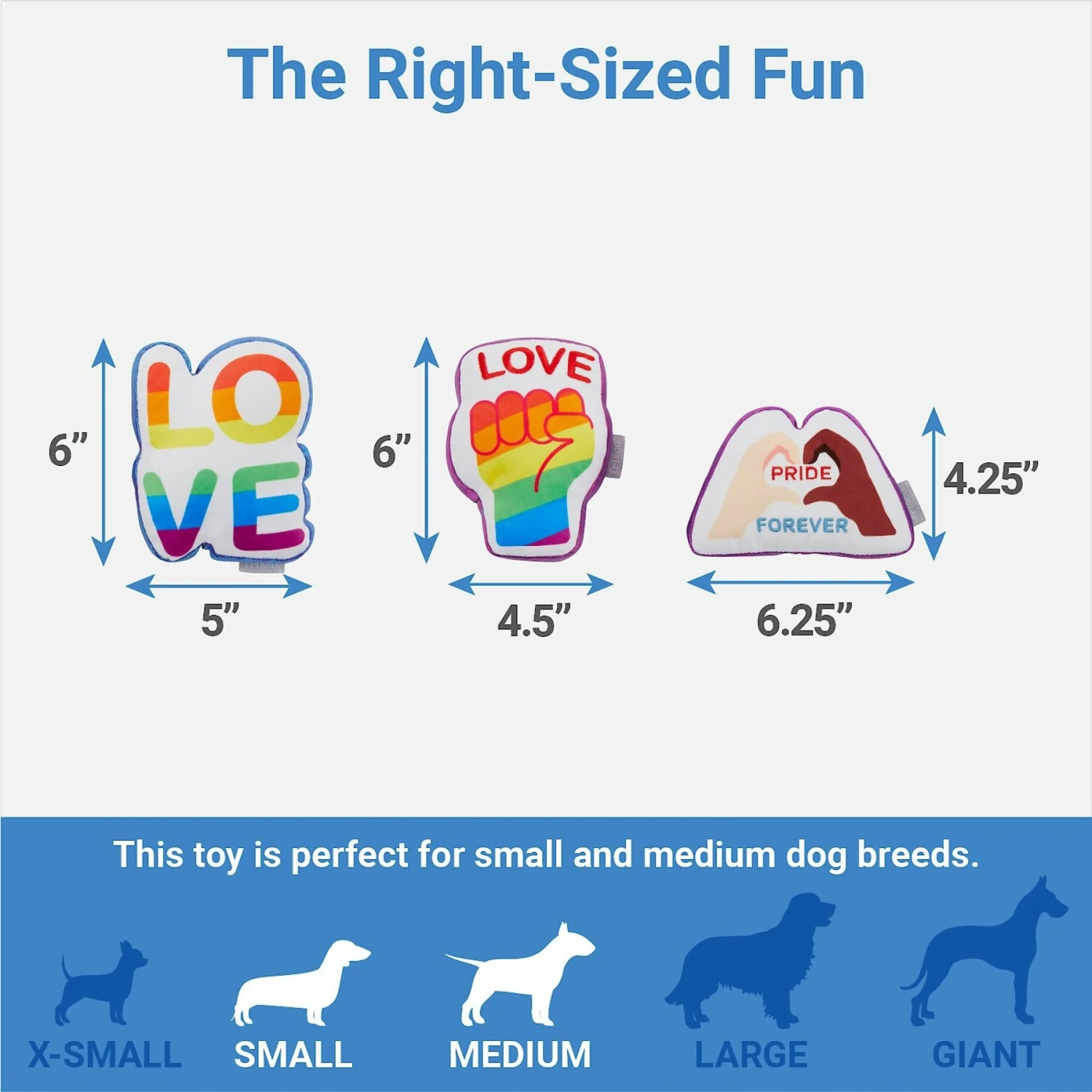 Frisco Pride Symbols Plush Squeaky Dog Toy, 3 Count 4 Frisco Pride Symbols Plush Squeaky Dog Toy, 3 Count - Image 2