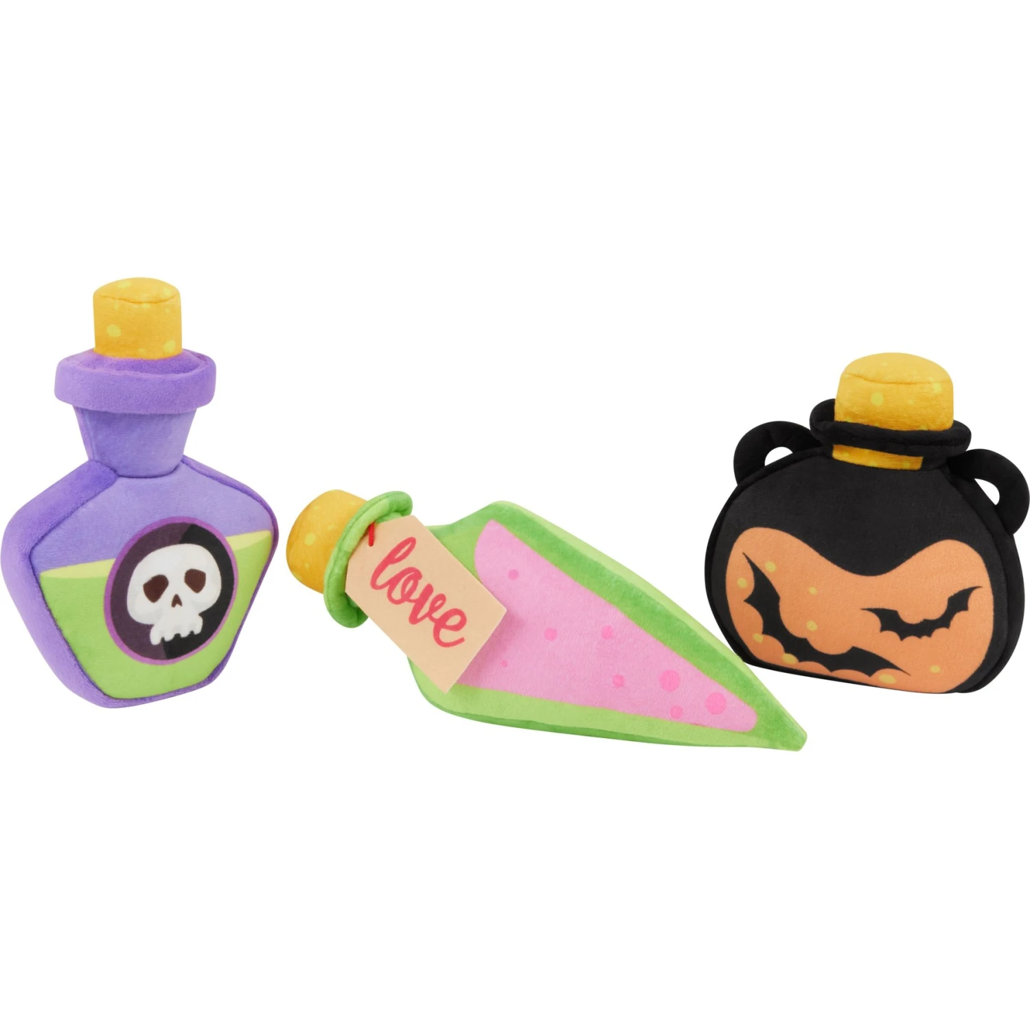 Frisco Halloween Potion Bottles Plush Squeaky Dog Toy 3 Frisco Halloween Potion Bottles Plush Squeaky Dog Toy