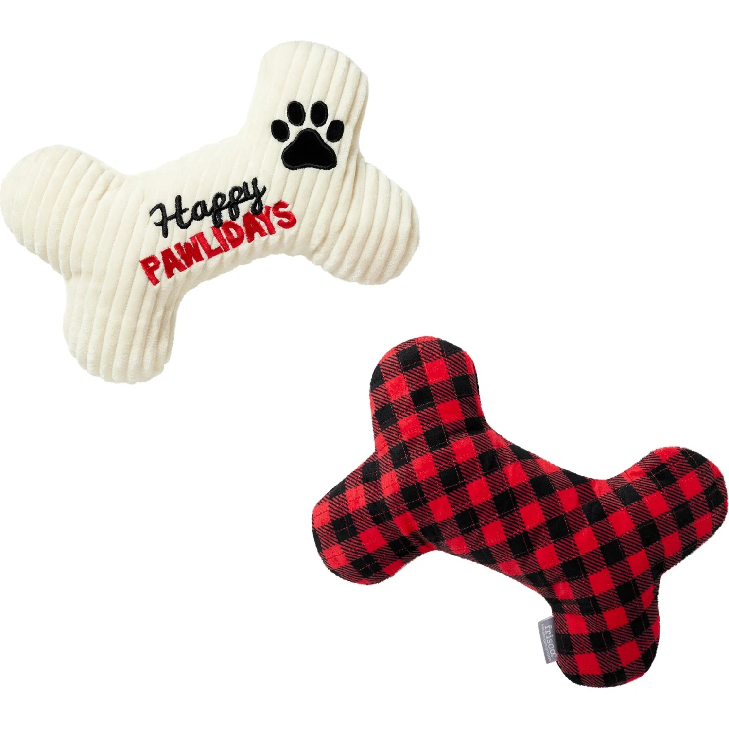 Frisco Holiday "Happy Pawlidays" Bone Plush Squeaky Dog Toy, Medium, 2 Count 3 Frisco Holiday "Happy Pawlidays" Bone Plush Squeaky Dog Toy, Medium, 2 Count
