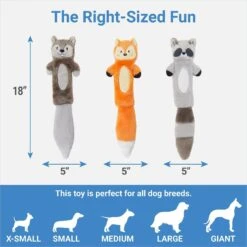 Frisco Forest Friends Stuffing-Free Skinny Plush Squeaky Dog Toy + 3 Items -Frisco 582478 PT2. AC SS1800 V1658239416