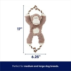 Frisco Monkey Plush With Rope Squeaky Dog Toy & Frisco Cow Plush With Inside Rope Squeaky Dog Toy -Frisco 961998 PT2. AC SS1800 V1694784008